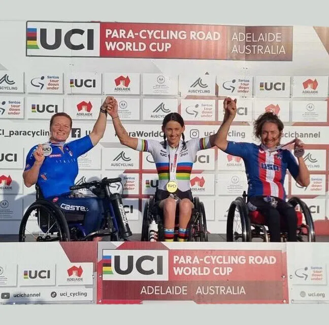 Francesca Porcellato shined at the Paracycling World Cup. The flying redhead won two silver medals